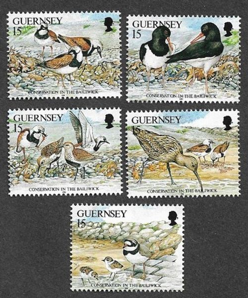 BIRDS GUERNSEY SHORE BIRDS CONSERVATION GUERNSEY MNH 1991