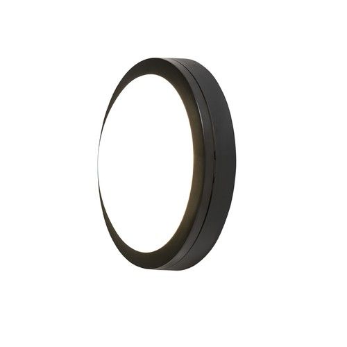 Litecraft Bulkhead 12 Watt Round Outdoor LED IP54 Ceiling or Wall Light - Black 