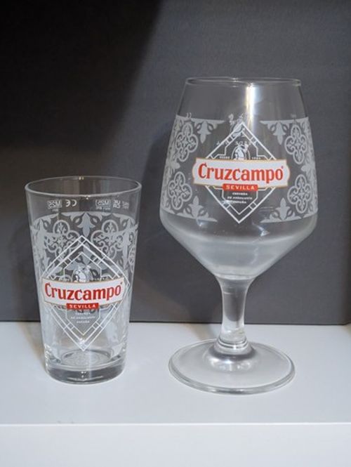Cruzcampo Pint & Half Pint Glasses Brand New
