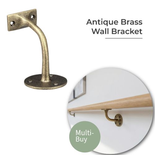 Antique Brass Wall Bracket for Wall Mounted Handrails — image 1