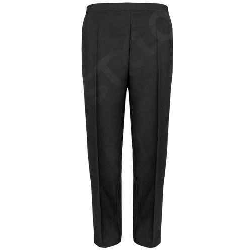 LADIES WOMENS HALF ELASTICATED STRETCH WAIST WORK OFFICE TROUSERS POCKETS PANTS