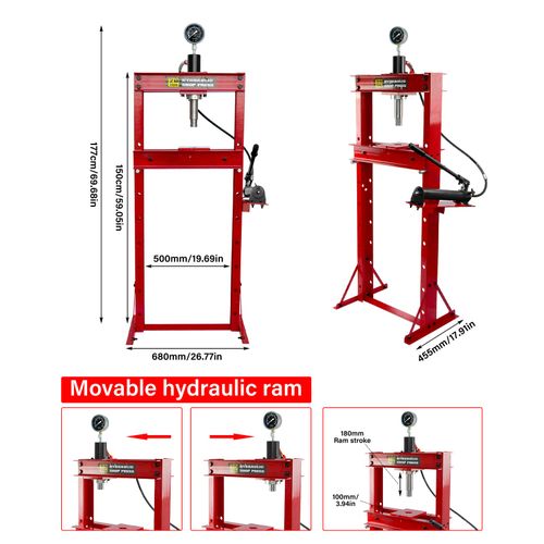 20T Heavy Duty HYDRAULIC WORKSHOP PRESS / SHOP PRESS WITH GAUGE / FLOOR MOUNTED — image 5