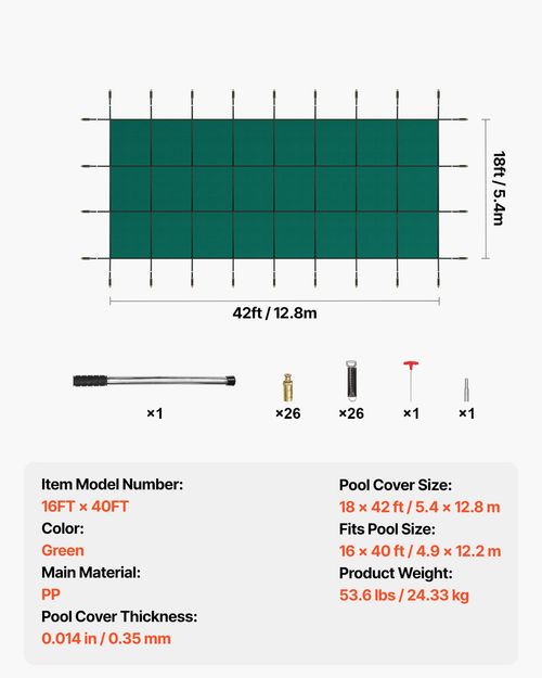 Winter Debirs Cover Inground Safty Pool Cover Fits 16x40FT Swimming Pool — image 7