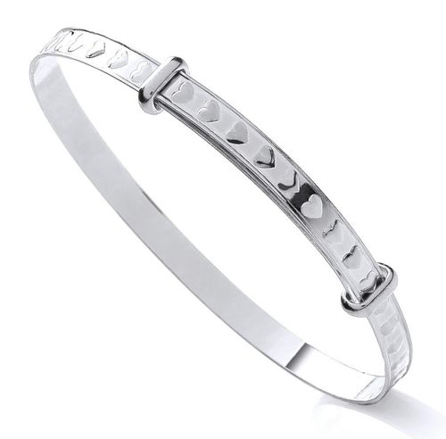 Sterling Silver Heart Expanding Baby Bangle -  NEW - Gift Boxed — image 1