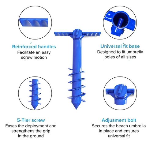 SCREW IN PARASOL ADJUSTABLE BASE HOLDER UMBRELLA GROUND SPIKE BEACH STAND BEST — image 5