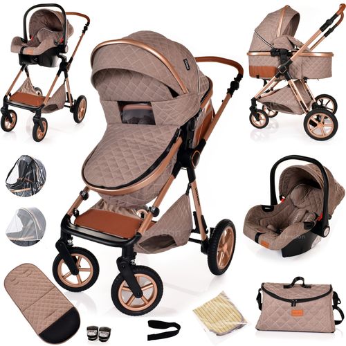 3 in 1 Pram Newborn Baby Buggy Set Travel System with Car Seat Folding Pushchair — image 1