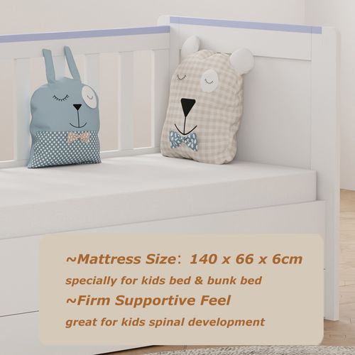 3-in-1 Convertible Cot Bed White Baby Nursery Crib Toddler Bed 140x66cm Mattress — image 6