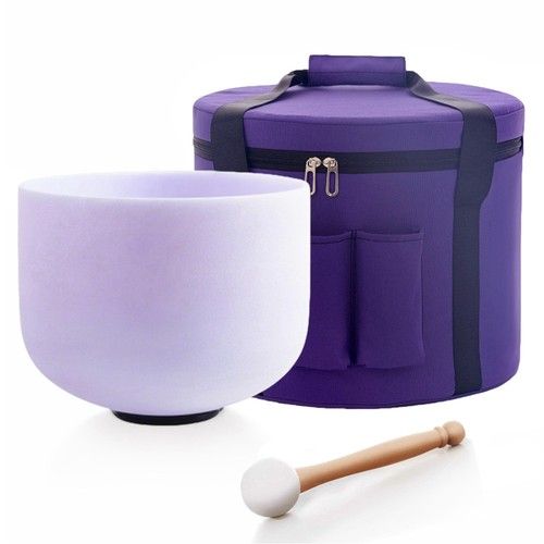 8"432Hz  Amethyst Gemstone Fusion Frosted Quartz Crystal Singing Bowl with Case