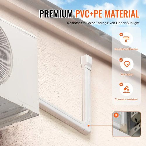 VEVOR Mini Split Line Set Cover 76.2mm W;5350mm L;PVC Decorative Pipe Line Cover