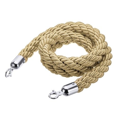 2 Pack 5 Ft Champagne Gold Stanchion Rope QUEUE CROWD CONTROL Twisted Post Ropes
