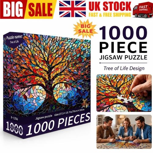 1000 Pieces Stained Glass Jigsaw Puzzle, Beautiful Tree of Life Art Puzzles — image 1