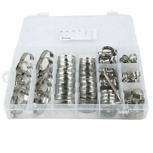 101 Pcs Assorted Stainless Steel Hose Clamp Kit With No Driver Jubilee Clips Set — image 9