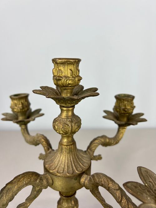 Antique French Brass Candelabra – Ornate 5-Arm Candle Holder (Lot 3604) — image 7