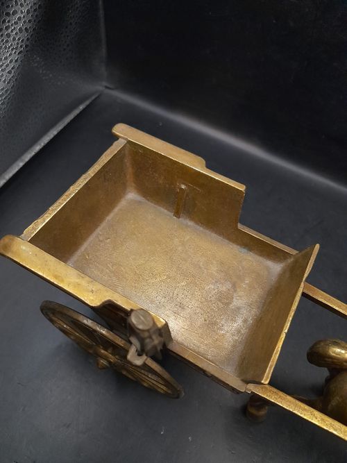 Good Size Vintage Solid Brass Horse  Drawn Carriage - 11 By 16 By 3.5" Approx. — image 9
