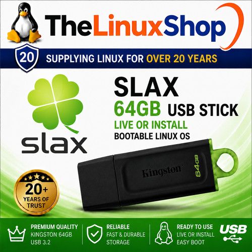 Slax Linux 15 (Slackware) on 64GB USB Stick -  Live Bootable Linux Install