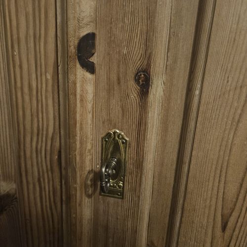 Solid Antique Pine Dresser Glass Lockable Cupboards — image 4