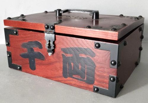 Japanese Vintage Senryobako Gold Coins Storage Box Zenibako W20×D15×H9cm Rare