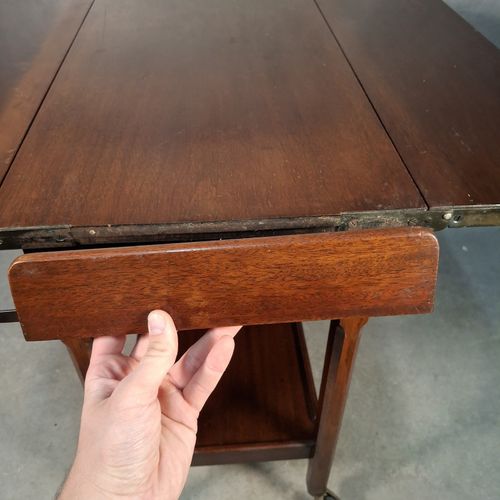 Drop Leaf Trolley Table Tea Drinks Cart Wooden Serving Table On Wheels Vintage — image 10