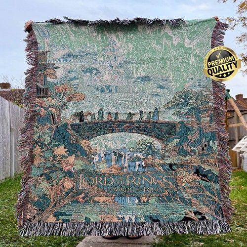 Lord of the Rings Hand Made Woven Blanket, LotR Trilogy Throw 100% Cotton, Gift