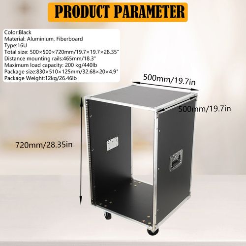 16U Server Rack Server Cabinet Data Cabinet Network Rack Shelf with Wheel 200kg — image 5