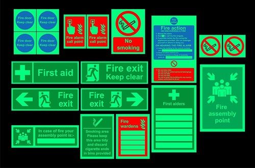 Safety sign starter pack - 19 Qty - Photoluminescent signs 