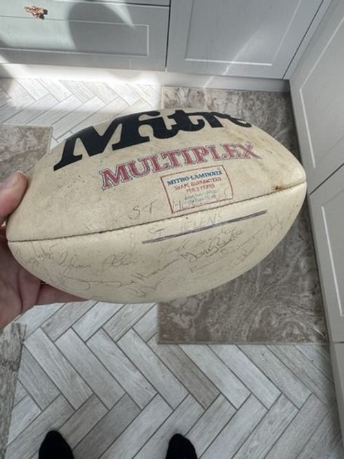 Signed St.Helens & Featherstone Rugby League ball 1980’s.