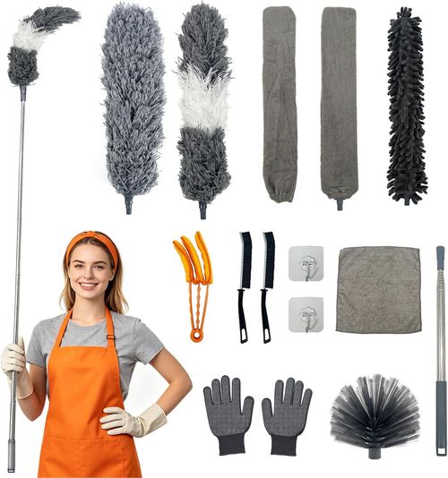 15 PCS Feather Dusters for Cleaning, Microfiber Duster with Extension Pole — image 12