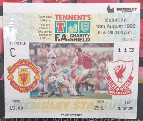 Liverpool V Manchester United Charity Shield Programme 1990 With Ticket — image 4