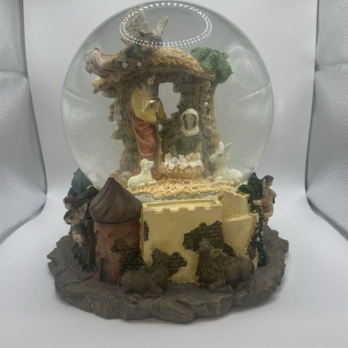 Nativity Snow Globe Musical Resin Sankyo Manger Christ Jesus Oh Holy Night
