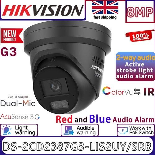 HIKVISION ColorVu 3.0 2-way Audio 4K 8MP IP CAMERA DS-2CD2387G3-LIS2UY/SRB BLACK