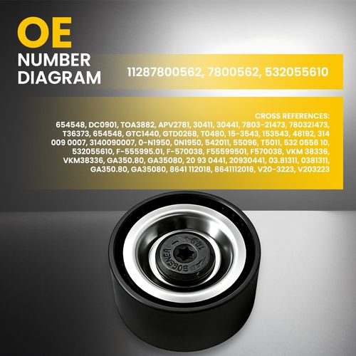 For BMW Deflection Aux Belt Idler Pulley E90 E87 E60 E83 E91 F10 E82 11287800562 — image 2