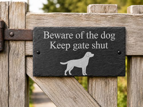Beware of the dog Keep gate shut Slate Gate Wall House Plaque Sign ANY Dog Breed — image 4