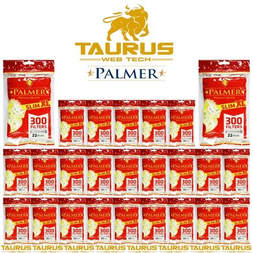 7500 x PALMER SLIM XL Filters 22mm Tips Smoking Resealable Bags UK