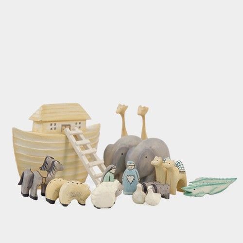 Little Noah's Ark Hand Carved Christening Christmas Birthday Gift Boxed Keepsake