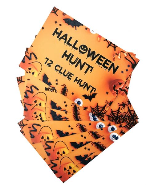 Halloween Hunt Cards Games Scavenger Game Trick or Treat Clues Kids Party Ideas — image 1