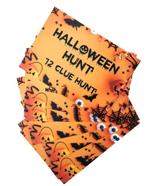 Halloween Hunt Cards Games Scavenger Game Trick or Treat Clues Kids Party Ideas