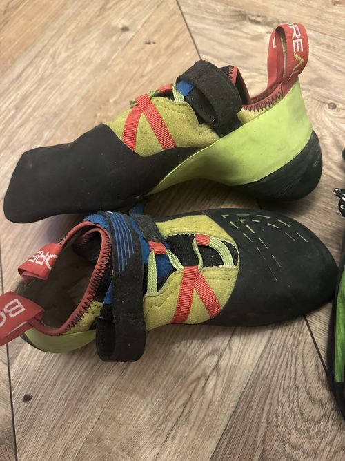 Boreal Men’s Climbing Shoes Size 9.5 Green/Black/Blue/Red with Straps — image 3