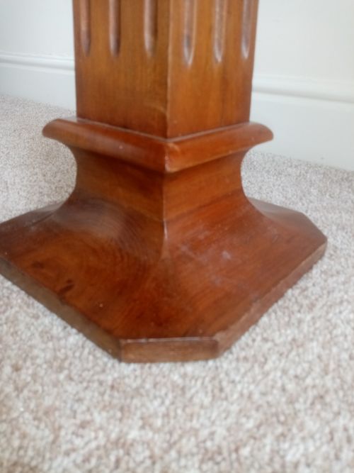 ANTIQUE WALNUT   DISPLAY  STAND COLUMN  PEDESTAL  HAT PROP STATUE   61.5 CM HIGH — image 5