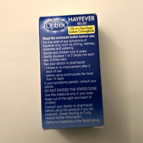 Optrex Hayfever Relief Eye Drops Sodium Cromoglicate 2% 10ml Exp 05/2028 — image 6