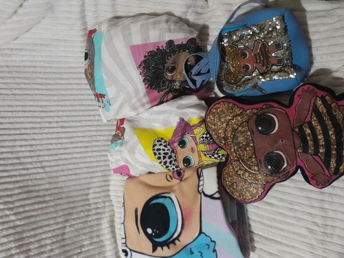 lol omg doll bundle with curtains a fleece throw cushion and aslo a leather back — image 5