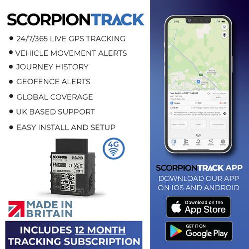 ScorpionTrack OBD Self-Install GPS Vehicle Tracker, Car, Van - FMC800 12M Sub