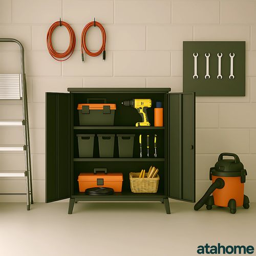 Atahome Metal Cabinet Storage Cupboard Lockable Steel Cabinet Adjustable Shelves — image 23