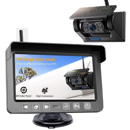5" Monitor & Wireless Solar Magnetic Backup Camera for Car Truck Caravan Reverse