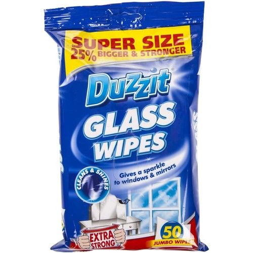 Duzzit Glass Wipes 50 Pack Streak-Free for Windows Mirrors & Car Glass