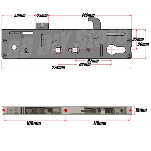 Kenrick Excalibur Replacement uPVC Gear Box Door Lock Centre Case Double Spindle — image 2