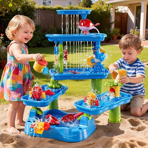 3-5 Tiers Toddler Sand Water Table Outdoor Summer Fun Garden Beach Play Sink Toy — image 3