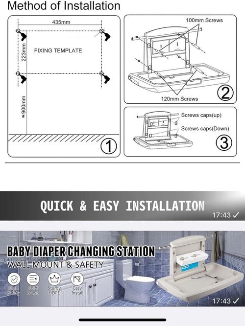 Baby Changing Station Wall Mounted Foldable Diaper Changer Table — image 9