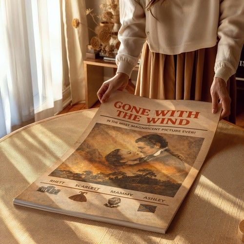 Gone with the Wind Retro Minimal Movie Print | Film Poster | Canvas & Framed