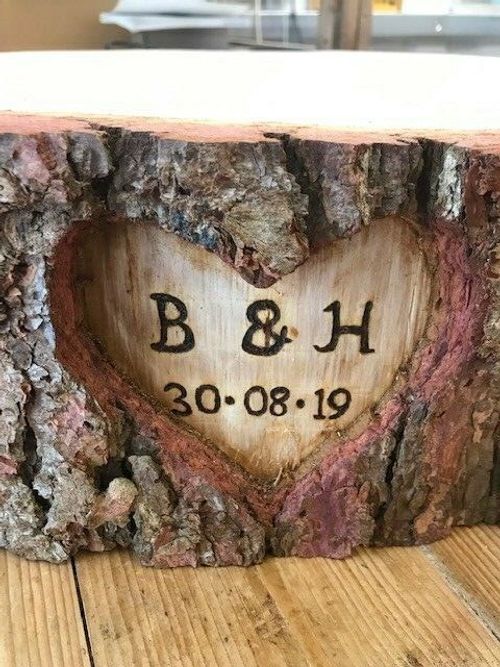 Wooden log cake stand with personalised option, rustic log display cake stand — image 9