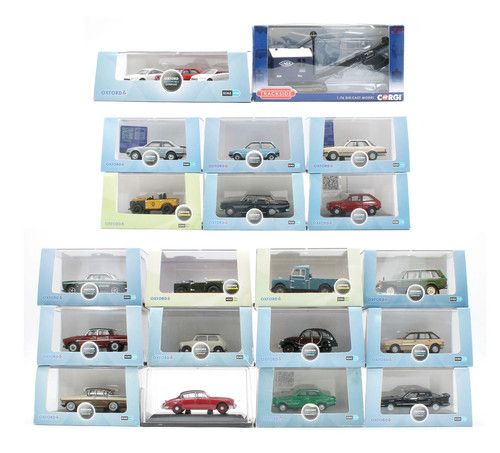 OXFORD DIECAST/CORGI '1:76' SCALE LOT OF 22 ASSORTED DIE CAST CRANE/TRUCK/CARS